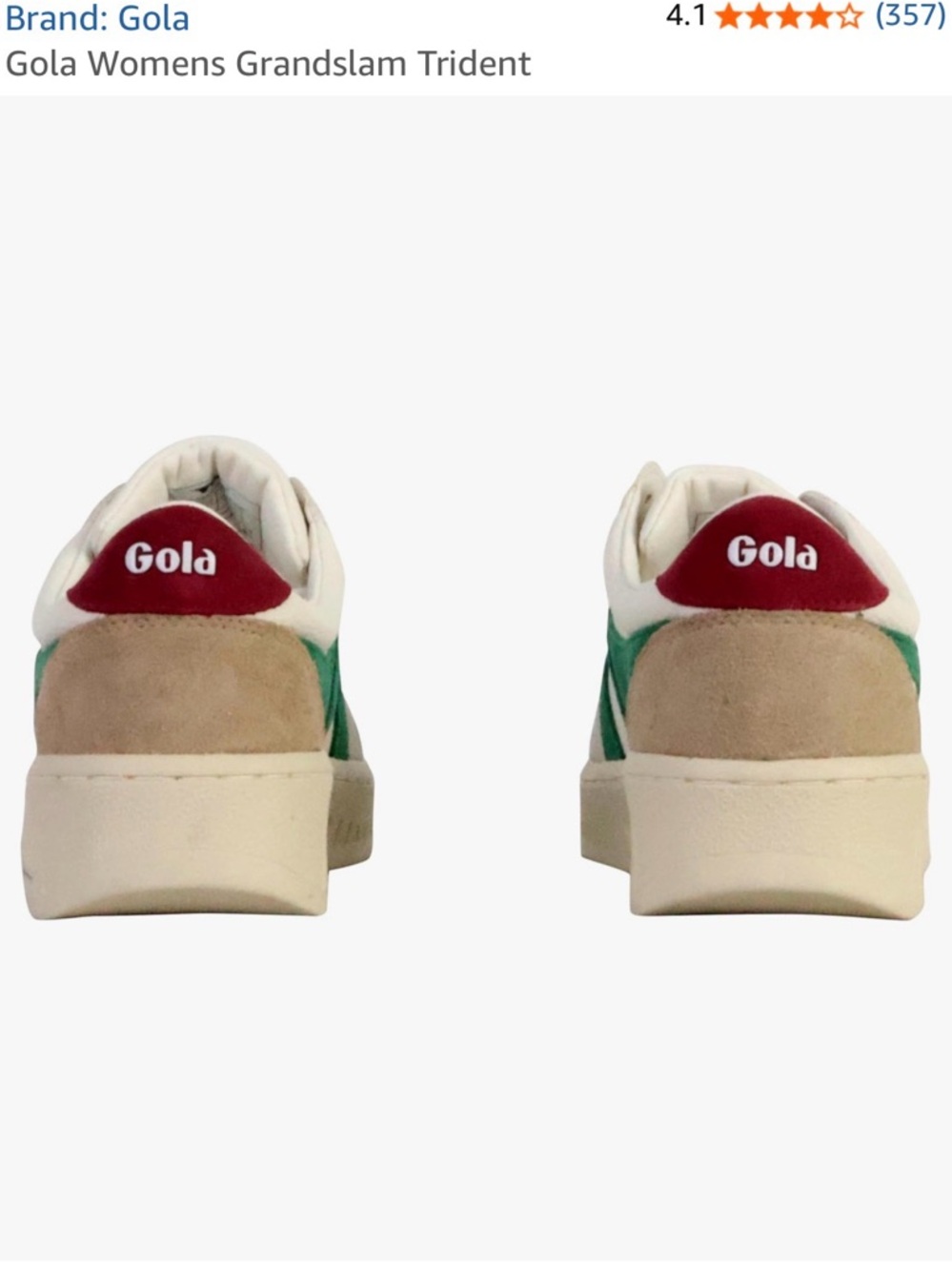 Gola Women's Grandslam Trident Sneakers in Cream, Green & Red - Picture 8 of 8